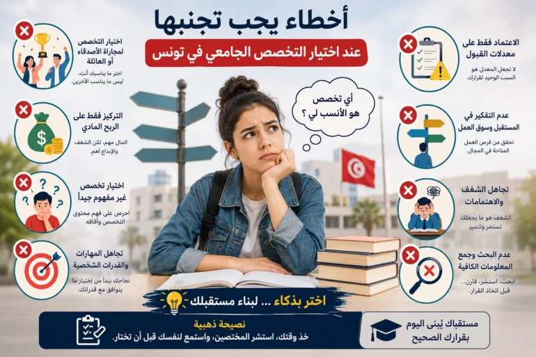 أخطاء يجب تجنبها عند اختيار التخصص الجامعي في تونس