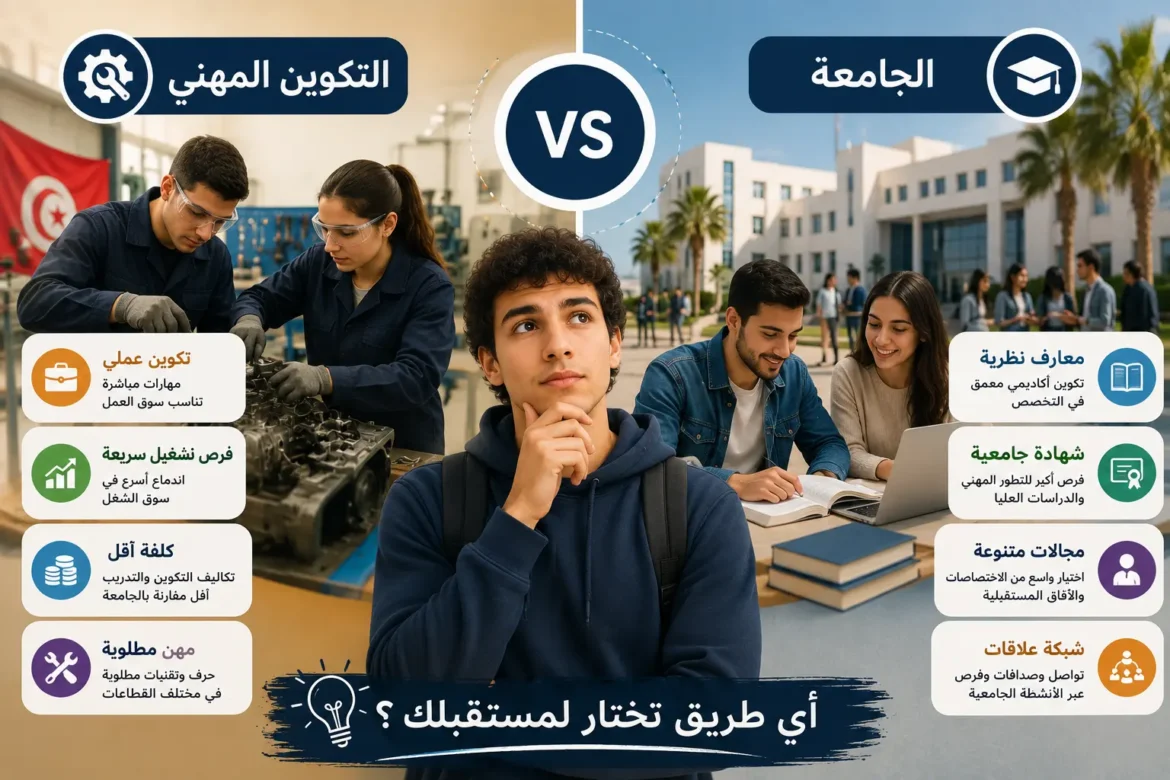 التكوين المهني مقابل الجامعة في تونس